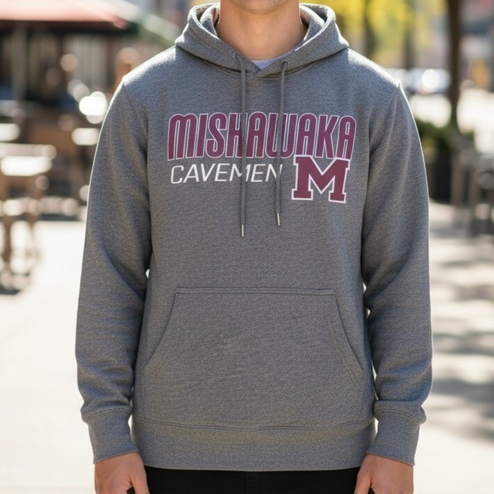 Mishawaka Cavemen College Mens Gray‎ Hoodie Sweatshirt Pullover Size L